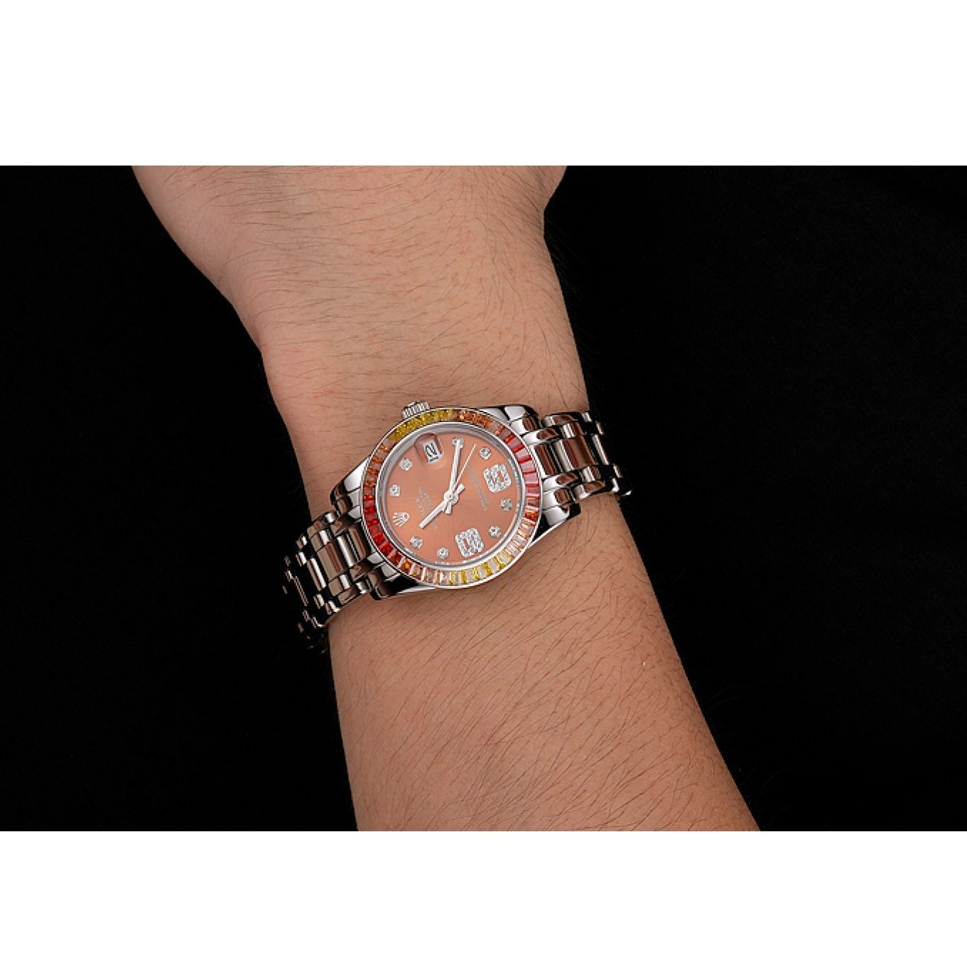 Best AAA Replica Sites 39 Stainless Dial And Steel Pearlmaster Datejust Rolex Bracelet Cognac Case 0615